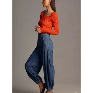 Pilcro Wide-Leg Flare Jeans in Denim Blue